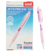Фото товара - Ручка автоматическая шариковая 0.7мм SXN-101-07FL "Jetstream" синяя розовый корпус (120354) Uni Mitsubishi Pencil