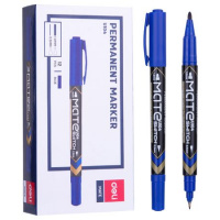 Фото товара - Маркер перманентный двусторонний 0.5-1мм EU10430 синий (412269) Deli