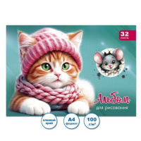 Фото товара - Альбом для рисования 32л на склейке "Котята" АР149 Гранит