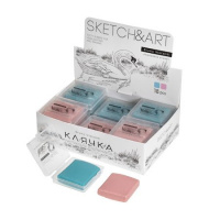 Фото товара - Ластик-клячка "Эскизы и искусство/Sketch&Art" РОЗОВЫЙ/ГОЛУБОЙ в пластик.коробочке 50х15 мм 42-0053 ассорти Bruno Visconti