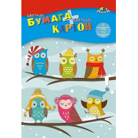 Фото товара - Набор цветного картона (8л)+цветная бумага (16л) "Совята" С1832-14 АппликА