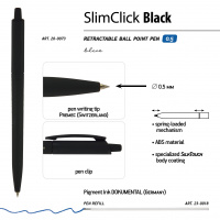Маленькое фото товара - Ручка автоматическая шариковая 0.5мм "ЧЕРНАЯ/SlimClick.BLACK" синяя 20-0073 Bruno Visconti. Вариант №2
