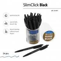 Маленькое фото товара - Ручка автоматическая шариковая 0.5мм "ЧЕРНАЯ/SlimClick.BLACK" синяя 20-0073 Bruno Visconti. Вариант №5