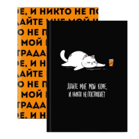 Фото товара - Записная книжка А6+ 96л клетка ЛАЙТ "ФРАЗЫ С ХАРАКТЕРОМ. КОТ" 68037 Феникс