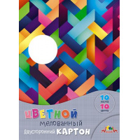 Фото товара - Набор цветного картона двустороннего А4 10л 10цв мелованного "Цветная абстракция" С9286-04 АппликА