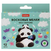 Фото товара - Мелки восковые 12цв "Плюшевые панды" JUMBO корпус 11мм (089690) Хатбер