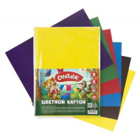 Фото товара - Набор цветного картона А4  6л 6цв 190 г/м2 КЦ6Л6ЦПКР Creativiki