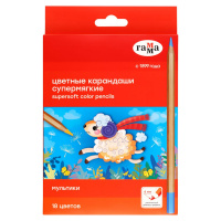 Маленькое фото товара - Карандаши 18цв "Мультики" супермягкие,гриф. 4мм к/уп 80220217 Гамма. Вариант №2