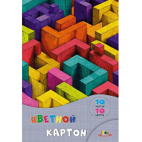 Фото товара - Набор цветного картона А4 10л 10цв "Яркий лабиринт" в папке С9288-05 АппликА
