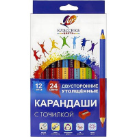 Фото товара - Карандаши 24цв двусторонние "Классика" трехгранные утолщенные 35С 2317-08 Луч