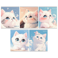 Фото товара - Тетрадь  48л клетка "Милый пушистый/Cute Fluffy" мат.лам с эффектом мокрый шелк ТК489656 Listoff
