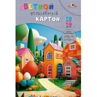 Фото товара - Набор цветного картона А4 10л 10цв  волшебного "Сказочный город" С0010-50 АппликА