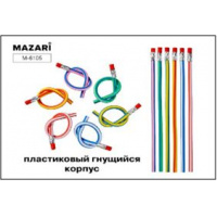 Фото товара - Карандаш гнущийся с ластиком полосатый 17,5см, ассорти M-6105 Mazari