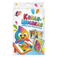 Фото товара - Набор для детского творчества "Капля-Шмакля" 36С 2373-08 (6 открыток-раскрасок+пальчиковые краски 5мл. 6 цв.+шпатель) Луч