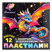 Фото товара - Пластилин  12цв 230 гр. «Фантазия» (классический + золотой + серебряный) 35С 2310-08 Луч