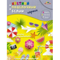 Фото товара - Набор цветного картона А4 12л  "Яркое лето" С2817-02 (8 шт цветного+2 шт белого мелованного+2шт поделочного картона) на спирали АппликА
