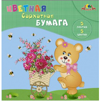 Фото товара - Набор цветной бумаги бархатной А5 5л 5цв "Мишка" С0196-14 АппликА