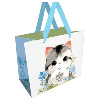 Фото товара - Пакет бумажный 32 х 26 х 12 см "Милый котенок/Cute kitten" MS_66200 (382341) MESHU