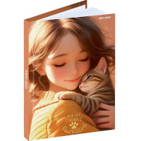Фото товара - Записная книжка А6  48л клетка "ДЕВУШКА И КОТЁНОК" 48-7100 Проф-Пресс