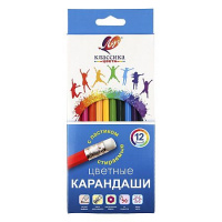 Фото товара - Карандаши 12цв "Классика цвета" стираемые,с ластиком, шестигранные 35С 2346-08 Луч