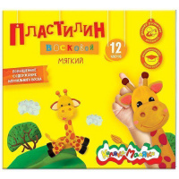 Маленькое фото товара - Пластилин восковой 12цв 180 гр. ПВКМ12 Каляка-Маляка. Вариант №2